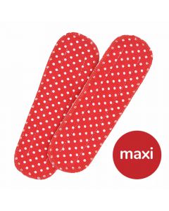 Maxi Einlagen für Maxi Bio-Stoffbinden - rot mit weißen Punkten - waschbar - aus reinen Naturmaterialien Hanf und Bio-Baumwolle von Ellas
