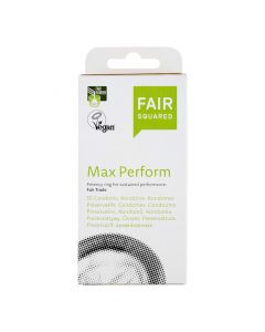 Vegane Kondome - Max Perform - 10 Stück - mit integriertem Potenzring - rutschsicher - transparent - aus natürlichem Latex von FairSquared
