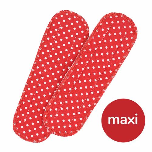 Maxi Einlagen für Maxi Bio-Stoffbinden - rot mit weißen Punkten