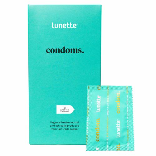 Lunette Kondome 8 Stück - Ultra-dünne leicht befeuchtete Kondome - Vegan - Enthält keine Farbstoffe und kein gummiartiger Duft von Lunette