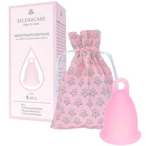 Menstruationstasse Pink Edition inklusive Aufbewahrungsbeutel - frei von Weichmachern - sicherer Tragekomfort von Selenacare