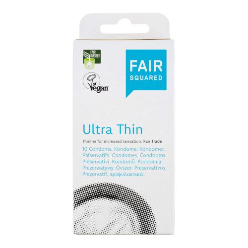 Vegane Kondome - Ultra Thin - 10 Stück - hauchdünn - glatt - transparent - aus natürlichem Latex von FairSquared