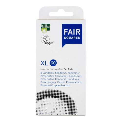 Vegane Kondome - XL 60 - 8 Stück - 60mm Durchmesser - glatt - transparent - aus natürlichem Latex von FairSquared